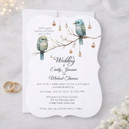 Invitación Rustic Woodland Love Birds Celebration