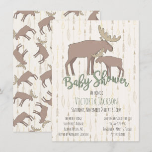 Invitación Rustic Woodland Moose y Baby Shower