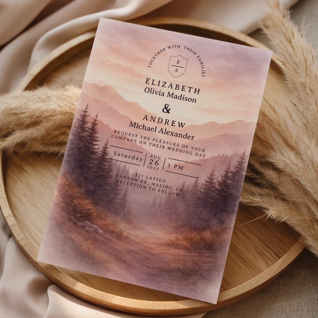 Invitación Rustic Woodland Mountain Scene Wedding (Subido por el creador)