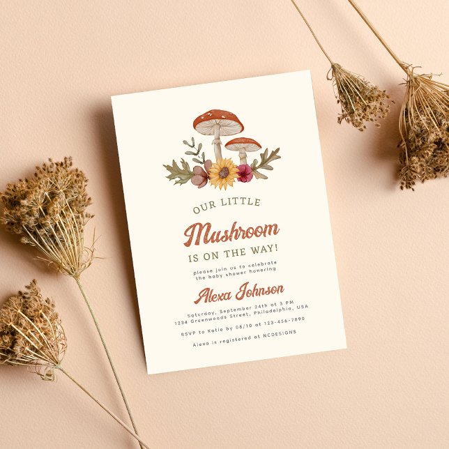 Invitación Rustic Woodland Mushroom Boho Baby Shower (Subido por el creador)