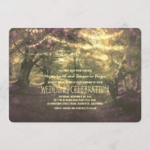 Invitación Rustic Woodland String ilumina a Trees Boda