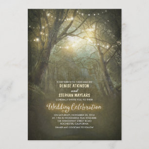 Invitación Rustic Woodland String ilumina a Trees Boda