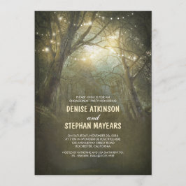 Invitación Rustic Woodland String Lights Engagement Party