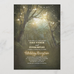 Invitación Rustic Woodland String Lights Wedding Reception