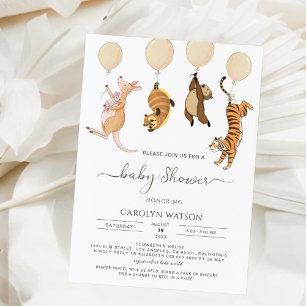 Invitación Rustic Woodland Watercolor Kangaroo Baby Shower