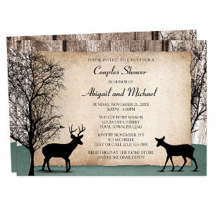 Invitación Rustic Woodsy Deer Couples Shower Invitations