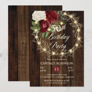 Invitación Rustic Woodsy: Fiesta de la Guerra de los 50 Años