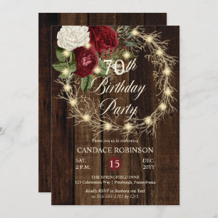 Invitación Rustic Woodsy: La fiesta de cumpleaños número 70 d