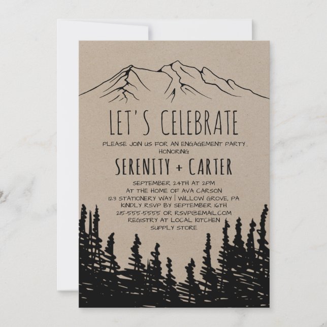 Invitación Rustic Woodsy Mountain celebremos (Anverso)