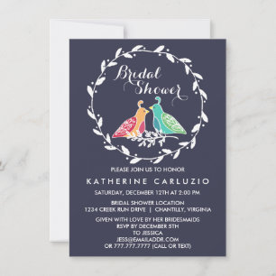 Invitación Rustic Wreath Love Birds Boda Bridal Shower