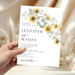 Invitación Rustic Yellow Flowers Sunflower Garden Wedding