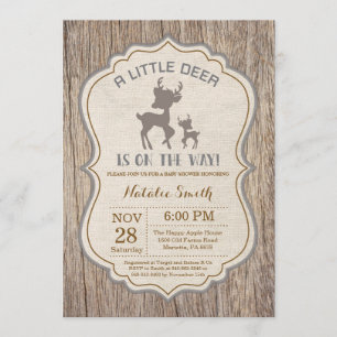 Invitación Rústica a Baby Shower de ciervos