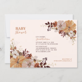 Invitación rustica a Baby Shower floral de otoño