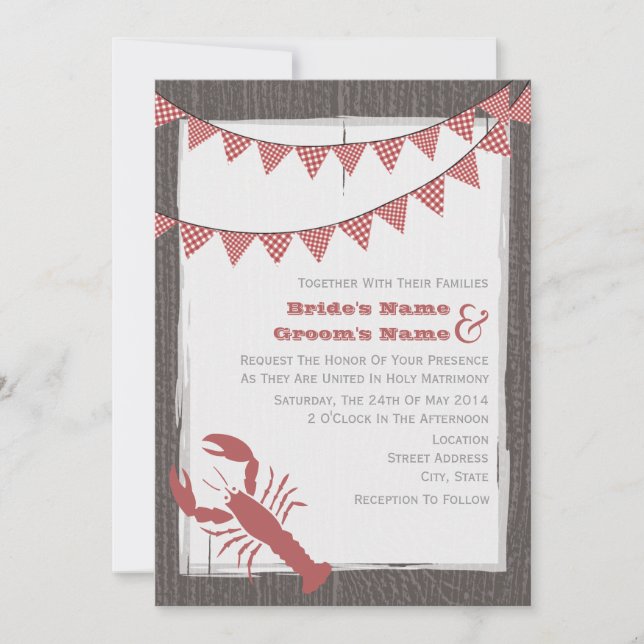Invitación rústica a bodas de langosta (Anverso)