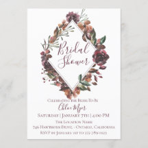 Invitación rústica a ducha de novia botánica en Bo