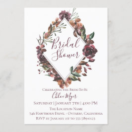 Invitación rústica a ducha de novia botánica en Bo
