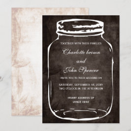invitación rústica a la boda de tarro de masas