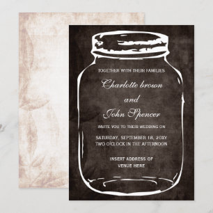 invitación rústica a la boda de tarro de masas