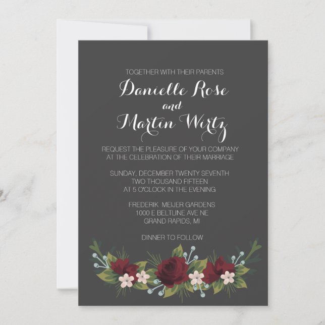 Invitación rústica a la boda invernal (Anverso)