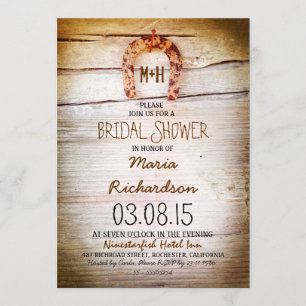 invitación rústica a la ducha de novias de madera 