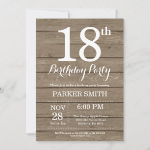 Invitación rústica a los 18 años