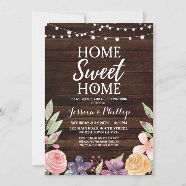 Invitación rústica a una nueva casa para Fiesta qu (Anverso)