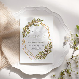 Invitación Rústica aceitunas marco geométrico brunch