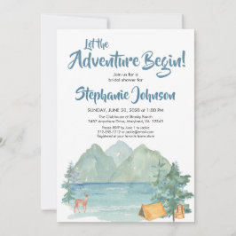 Invitación Rústica acuarela de montaña Adventure Bridal Showe