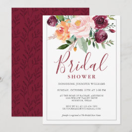 Invitación Rústica acuarela Floral Bouquet Bridal Shower