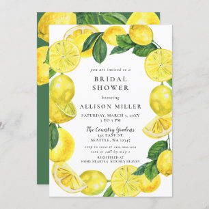 Invitación Rústica acuarela Lemon Wreath Bridal Shower
