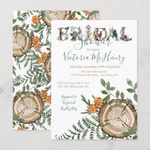 Invitación Rústica acuarela leñador de bosques Bridal Shower