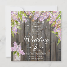 Rústica acuarela Lilacs Barn Wood Square Boda