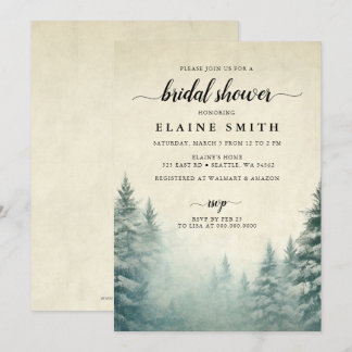 Invitación Rústica acuarela Pine Forest Bridal Shower