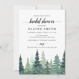 Invitación Rústica acuarela Pine Forest Bridal Shower