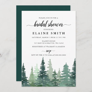 Invitación Rústica acuarela Pine Forest Bridal Shower