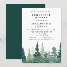 Invitación Rústica acuarela Pine Forest Ensayo Cena