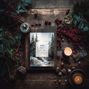 Invitación Rústica acuarela Pine Tree Bridal