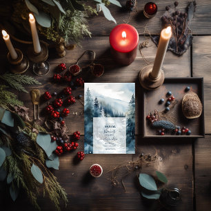 Invitación Rústica acuarela Pine Tree Bridal