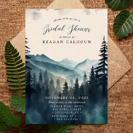 Invitación Rústica acuarela Pine Tree Mountain Bridal Shower