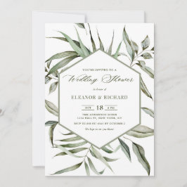 Invitación Rústica acuarela Vegetación Rústica Ducha de matri