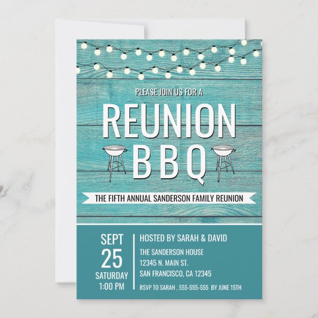 Invitación Rústica anual de barbacoa de parrilladas de Reunió (Anverso)