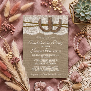 Invitación Rustica Arpillera y Encaje Herradura Fiesta de Des