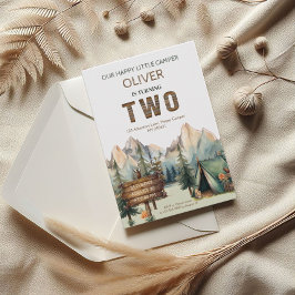Invitación Rústica aventura feliz camper segundo cumpleaños