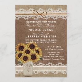 Invitación Rústica barba de campo Boda girasol Mason Card