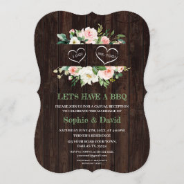 Invitación Rústica barra de marco floral rosa hago barbacoa