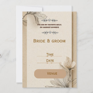 Invitación Rústica Beige Invitación de Boda Floral
