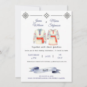 Invitación Rústica Boda rumana Vestidos folclóricos tradicion