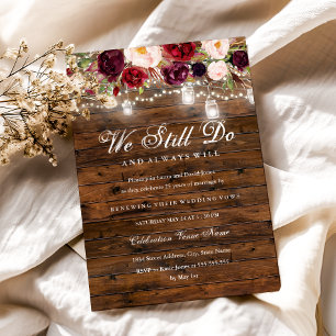 Invitación Rústica Borgoña Boda de la luz floral promete reno