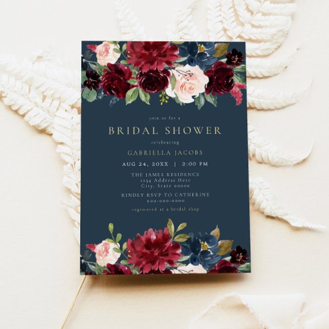 Invitación Rústica Borgoña y ducha de novia floral de la mari (Subido por el creador)