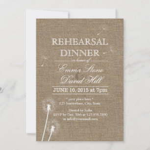 Invitación Rústica Burlap Dandelion